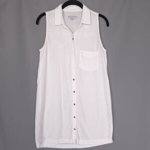 Abercrombie & Fitch Women’s Top SMALL Button Long Shirt Tunic White Sleeveless